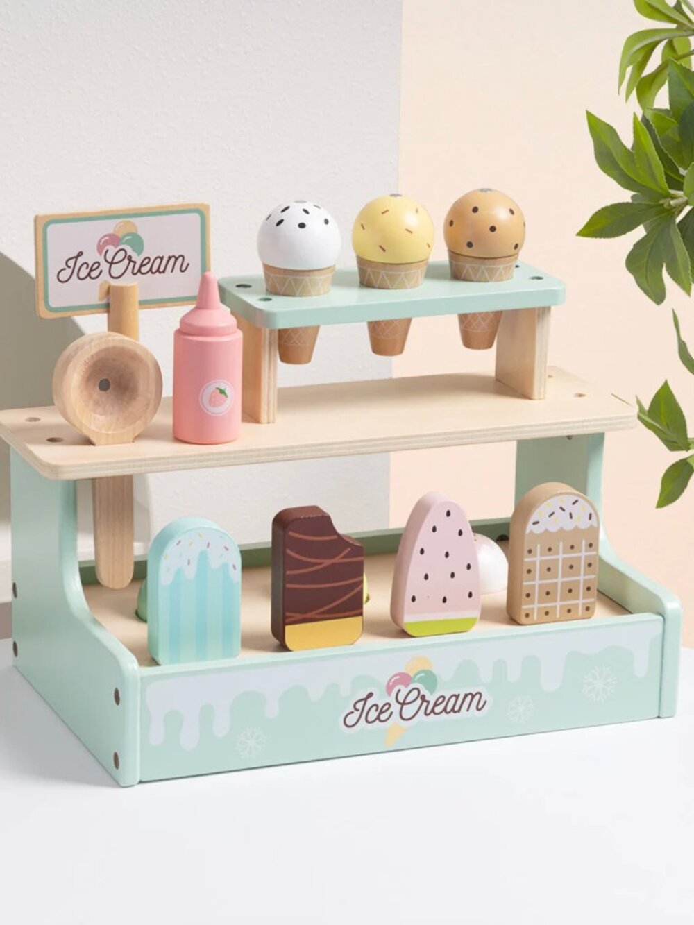 Montessori Wooden Ice Cream Shop Pretend Play Toy Set New - Picture 10 of 13